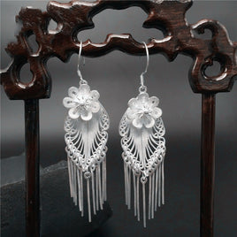 Flower tassel sterling silver earrings - Fun Gifts & More