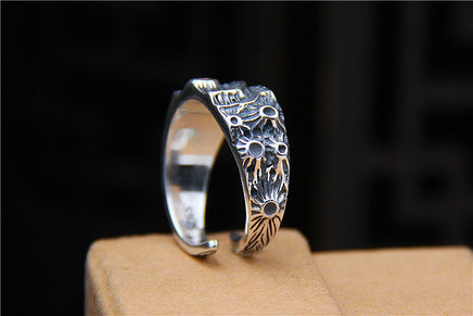 Trendy Sterling Silver  Ring Crater Ring Male - Fun Gifts & More