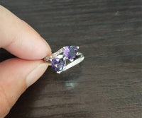 Purple double heart zircon ring - Fun Gifts & More