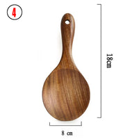 Thailand Teak Natural Wood Tableware Spoon Ladle Turner Long Rice Colander Soup Skimmer Cooking Spoons Scoop Kitchen Tool Set - Fun Gifts & More