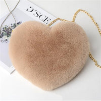 Heart Shaped Plush Chain Shoulder Party Purse - Fun Gifts & More