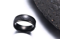 Black Carbon Fiber Inlay Wedding Band Ring Stainless Steel - Fun Gifts & More