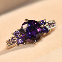 Ring Retro Female Japanese And Korean Purple Zircon Ring Diamond Ring - Fun Gifts & More