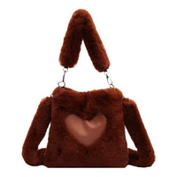 Heart Plush Fluffy Shoulder Bag Purse - Fun Gifts & More