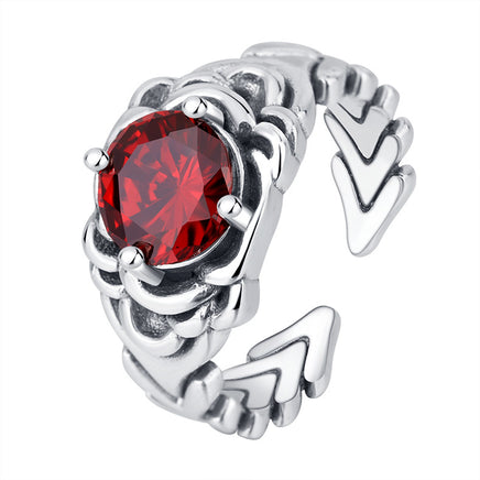 Original S925 Sterling Silver Trend Woven Red Zircon Ring - Fun Gifts & More