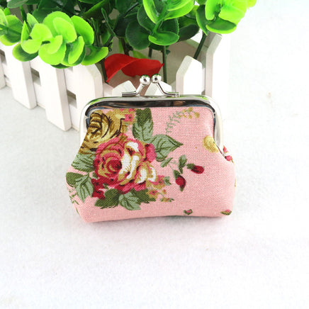 Canvas Rose Mini Coin Purse Women's Fabric Buckle Coin Bag Cute Small Purse - Fun Gifts & More