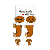 Cute Animal Dachshund Stud Earrings Cartoon Puppy - Fun Gifts & More