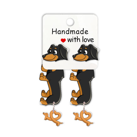 Cute Animal Dachshund Stud Earrings Cartoon Puppy - Fun Gifts & More