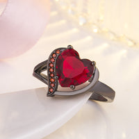 Love Heart-shaped Black Gold Plated Color Large Zircon Heart-shaped Ring - Fun Gifts & More