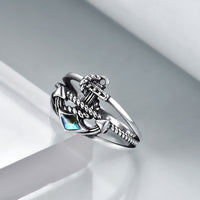 Anchor Rings Sterling Silver Nautical Blue Anchor Finger Ring - Fun Gifts & More