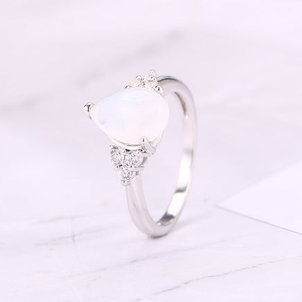 Natural Semi-Precious Moonstone Ring Simple - Fun Gifts & More