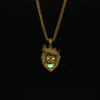 Europe and the United States selling diamond crown lion hip-hop luminous necklaces men Unisex gold-plated hiphop luminous Pendant - Fun Gifts & More