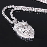 Europe and the United States selling diamond crown lion hip-hop luminous necklaces men Unisex gold-plated hiphop luminous Pendant - Fun Gifts & More