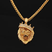 Europe and the United States selling diamond crown lion hip-hop luminous necklaces men Unisex gold-plated hiphop luminous Pendant - Fun Gifts & More