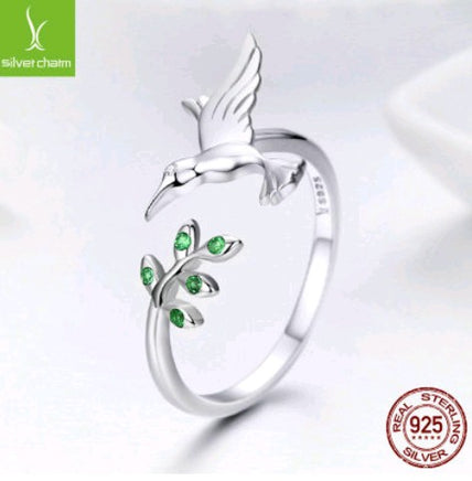 Sterling silver s925 fashion ladies bird ring opening adjustable Korean ring - Fun Gifts & More