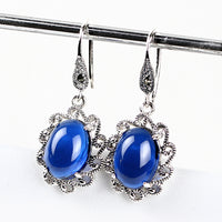 Vintage S925 Sterling Silver Sapphire Earrings - Fun Gifts & More