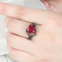 Love Heart-shaped Black Gold Plated Color Large Zircon Heart-shaped Ring - Fun Gifts & More