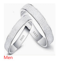 Silver S925 Sterling Silver Frosted Couple Ring - Fun Gifts & More