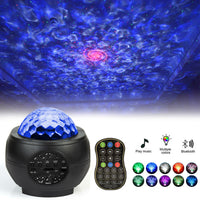 LED Star Ocean Wave Projector Night Light Galaxy Starry Sky Projector Night Lamp With Music Bluetooth Speaker - Fun Gifts & More