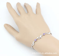 925 Sterling Silver Bracelet Wholesale, Dolphin Amethyst Bracelet, Women's Short Silver Jewelry - Fun Gifts & More