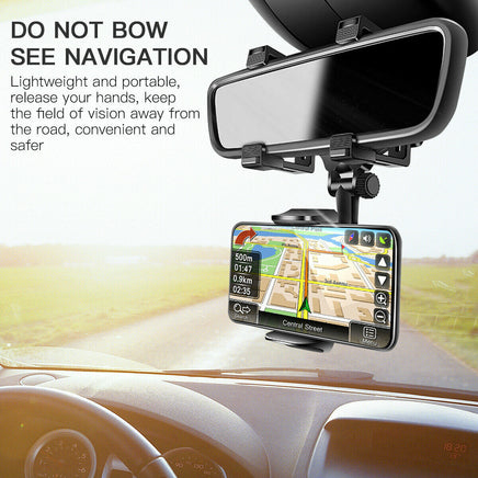 Universal 360 Rotation Car Rear View Mirror Mount Stand GPS Cell Phone Holder - Fun Gifts & More