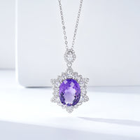 Natural Amethyst Necklace Women's 925 Silver - Fun Gifts & More