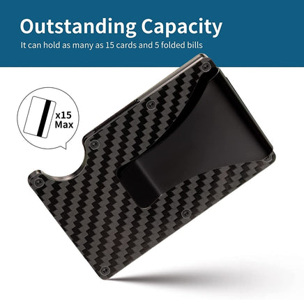 Carbon Fiber Blocking Slim Money Clip RFID Card Holder Metal Men Wallet Gift - Fun Gifts & More