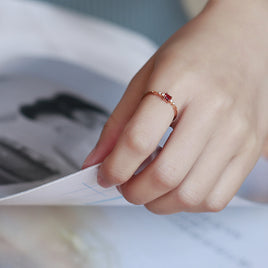 Sterling Silver Garnet Wave Ring - Fun Gifts & More