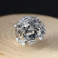 Chiba Personality Retro Thai Silver Men's Tiger Head Ring - Fun Gifts & More