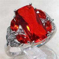 New Natural Ruby Engagement Ring European and American fashion horse eye-shaped ring silver jewelry - Fun Gifts & More