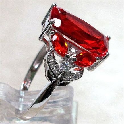 New Natural Ruby Engagement Ring European and American fashion horse eye-shaped ring silver jewelry - Fun Gifts & More