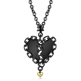 Sewn Heart Necklace Hollow Zirconium Inlaid Black Gold Niche Design S925 Sterling Silver Pendant - Fun Gifts & More