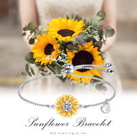 Sunflower Bracelets with Initial A Sterling Silver Sunflower Gifts for Women Girls Sunflower Jewelry - Fun Gifts & More