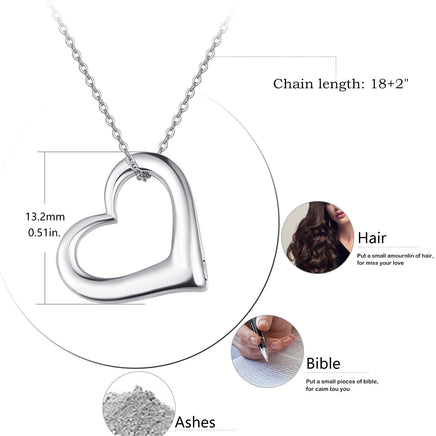 Heart Urn Necklace for Ashes for Women 925 Sterling Silver Cremation Jewelry Necklace Urn - Fun Gifts & More