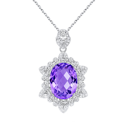 Natural Amethyst Necklace Women's 925 Silver - Fun Gifts & More