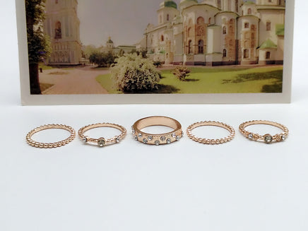 European And American Jewelry Rose Gold Stackable Diamonds Set Of Five Sets Of Rings BohemiaJ - Fun Gifts & More