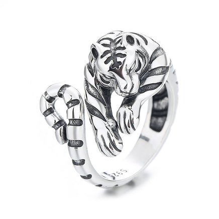 S925 Silver Tiger Styling Ring Unique Natural - Fun Gifts & More