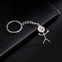 Cute Hollowed-out Smiling Face Figurine Pendant Stainless Steel Key Chain - Fun Gifts & More