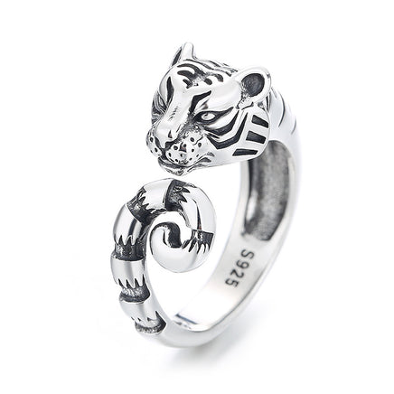 S925 Silver Tiger Styling Ring Unique Natural - Fun Gifts & More