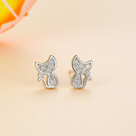 S925 Sterling Silver Kitten Stud Earrings - Fun Gifts & More