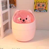 Desktop Trash Can Desk Organizer Bucket Office Mini Bear Trash Can