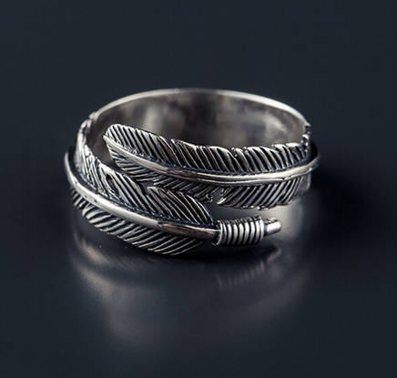 Antique Feather Ring 925 Sterling Silver - Fun Gifts & More