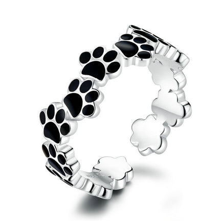 Sterling silver ring cute pet paw print - Fun Gifts & More