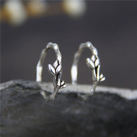 Sterling Silver Bamboo Leaf Ring Women's Ring - Fun Gifts & More