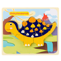 Baby Wooden Cartoon Dinosaur 3D Puzzle Jigsaw for Kids Montessori Early Learning Educational Puzzle Toys - Fun Gifts & More