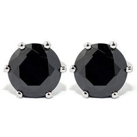 Sterling silver stud earrings four-claw black agate earrings sterling silver jewelry earrings hypoallergenic - Fun Gifts & More