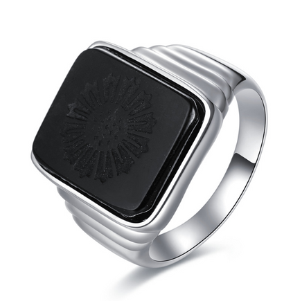 Black Onyx Men's Silver Ring - Fun Gifts & More