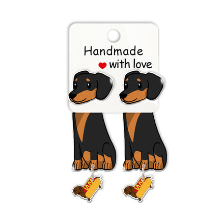 Cute Animal Dachshund Stud Earrings Cartoon Puppy - Fun Gifts & More