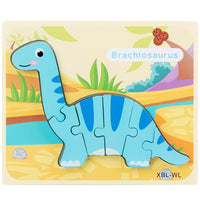 Baby Wooden Cartoon Dinosaur 3D Puzzle Jigsaw for Kids Montessori Early Learning Educational Puzzle Toys - Fun Gifts & More