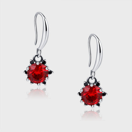 Bright Red Sunflower Earrings Exquisite Earrings S925 Sterling Silver - Fun Gifts & More